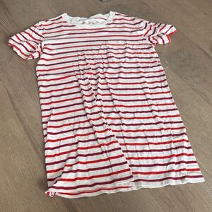 Madewell Red and Cream Striped Tee Dress Size Small